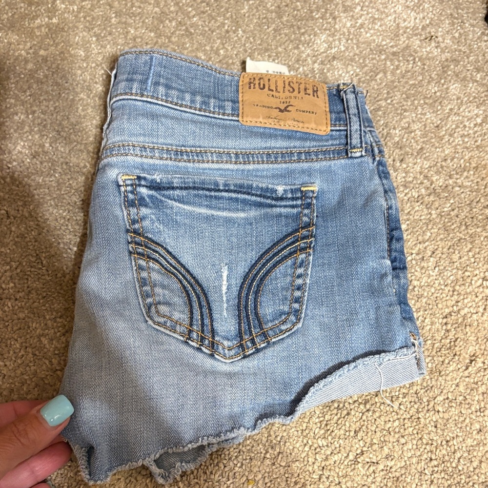 Hollister Light Blue Jean Shorts with Beaded Accents - Picture 5 of 8